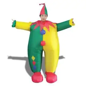 Déguisement clown multicolore gonflable costume avec chapeau