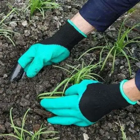 Gants de Jardinage avec griffes en caoutchouc et polyester