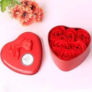 Boîte en forme de coeur avec savons rose rouge cadeau amour love