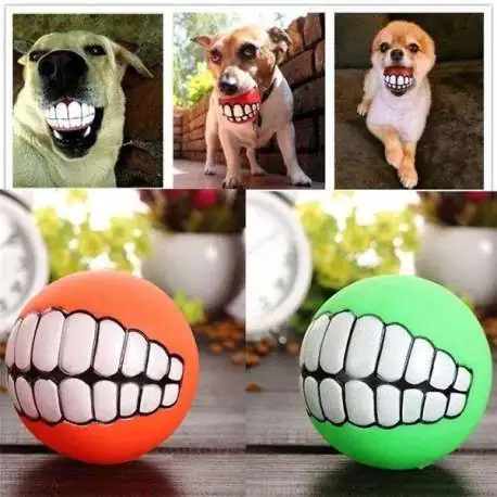 Jouet Balle avec motif dents pour Chien jeu pour animal