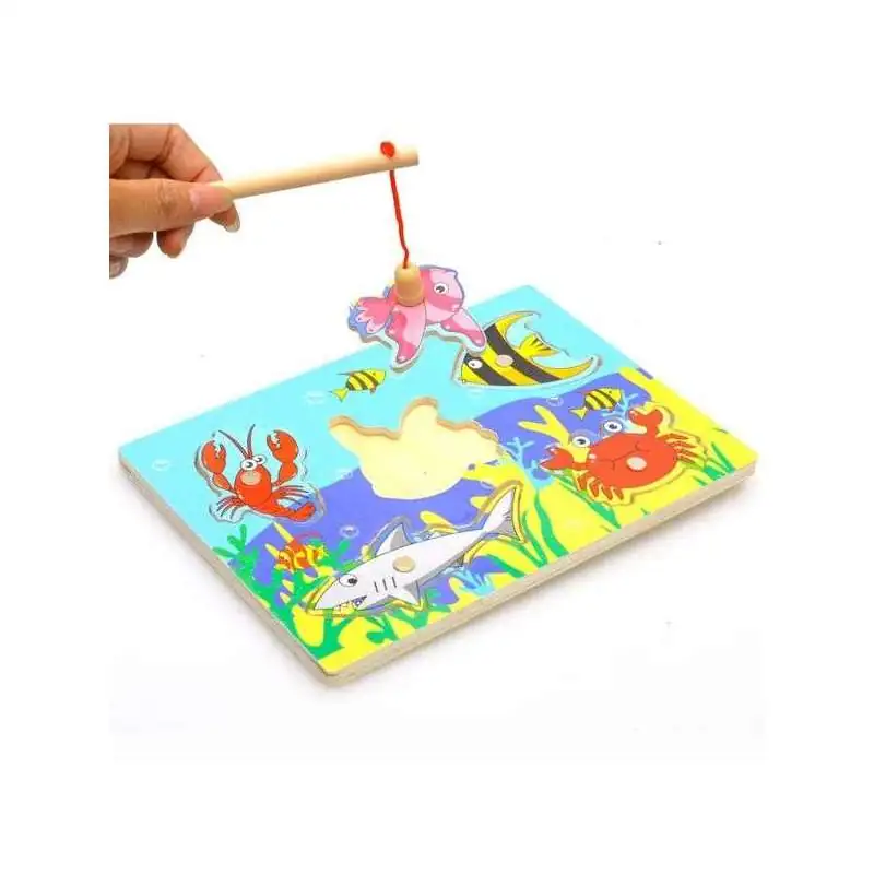 Plateau de pêche Magnétique en bois pour motricité jeu montessori -  Totalcadeau