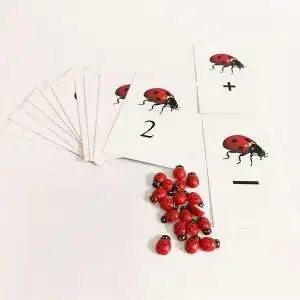 Coccinelles12 cartes pour apprendre les mathématiques jeu Montessori