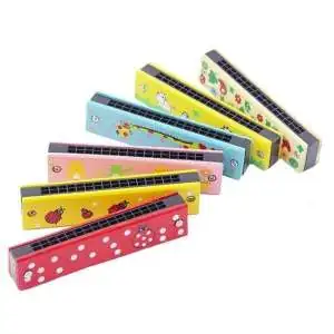 Harmonica en bois coloré pour enfant jeu Montessori