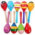 Maracas en bois à motif jeu Montessori