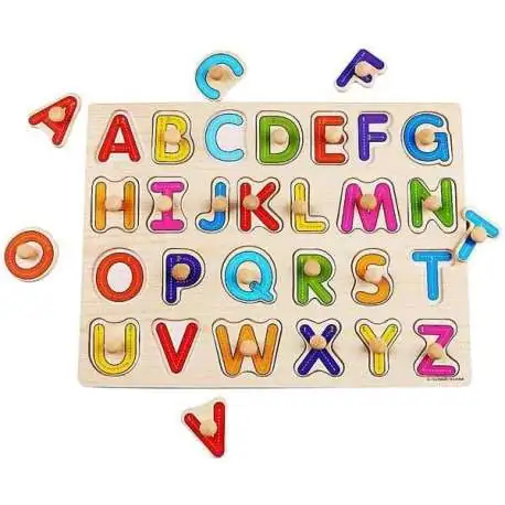 Puzzle lettres de l'alphabet en majuscule en bois jeu Montessori