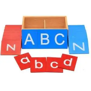 Lettres de l'alphabet en bois rugueuses jeu Montessori
