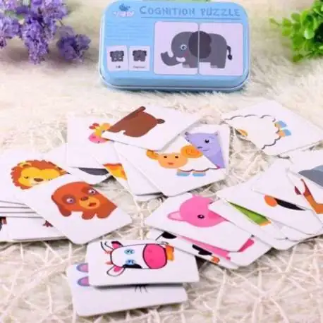 Boîte de jeu de cartes puzzle à assembler animaux jeu Montessori