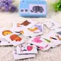 Boîte de jeu de cartes puzzle à assembler animaux jeu Montessori