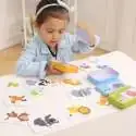 Boîte de jeu de cartes puzzle à assembler animaux jeu Montessori