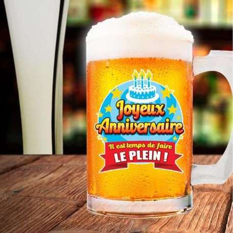 Chope De Biere Avec Inscription Joyeux Anniversaire Totalcadeau