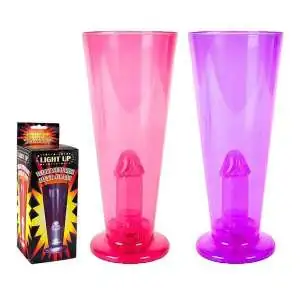 Verres lumineux humoristique avec pénis (lot de 2 verres)