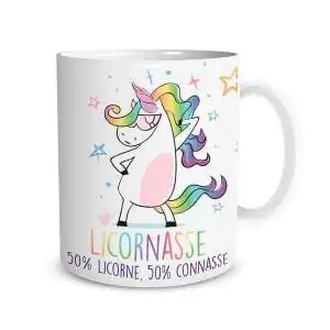 Mug licornasse 50 % licorne, 50% connasse tasse humoristique