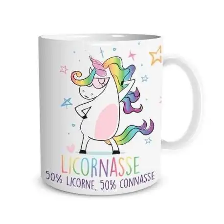 Mug licornasse 50 % licorne, 50% connasse tasse humoristique