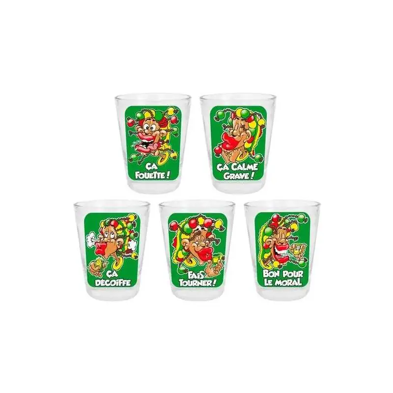 Verres shooter rasta (lot de 5) shot humoristique - Totalcadeau