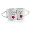 2 Mugs pour couple I Love You tasses cœur qui s'emboîtent