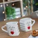 2 Mugs pour couple I Love You tasses cœur qui s'emboîtent