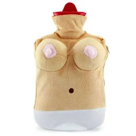 Bouillotte poitrine femme avec étui en peluche douce