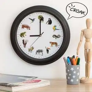 Horloge murale musicale bruits d'animaux