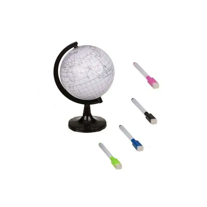 Globe terrestre éducatif à colorier avec 4 feutres effacables - Totalcadeau