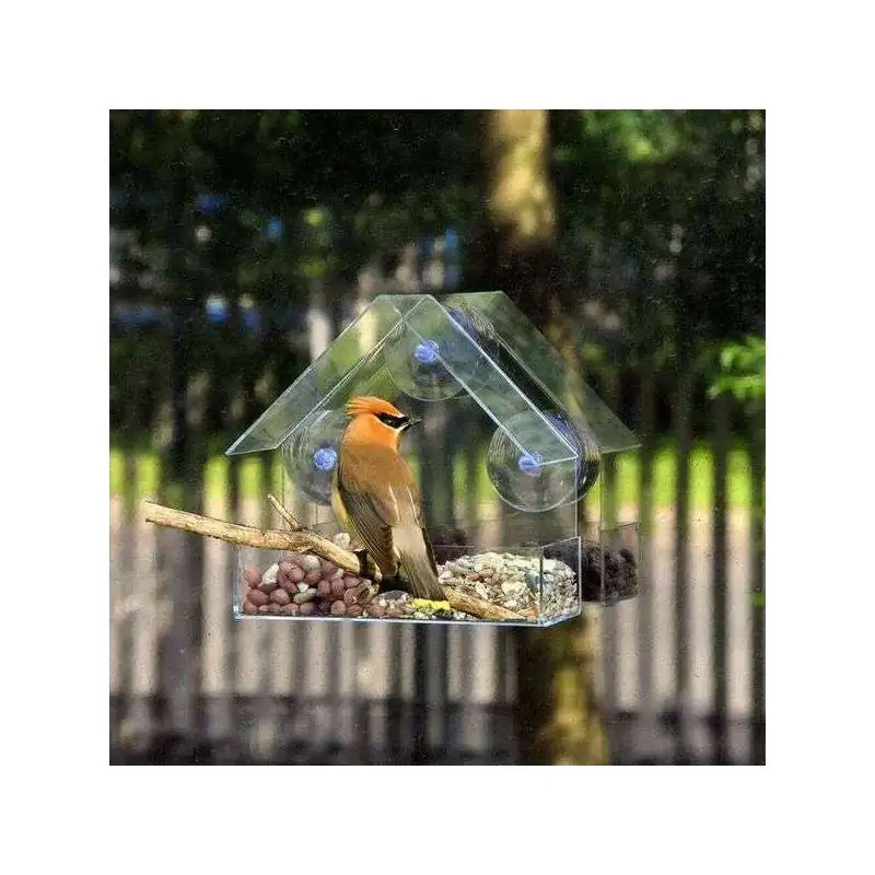 Mangeoire à oiseaux pour fenêtre Mangeoire en acrylique transparent en  forme de maison étanche à ventouse extérieure - Cdiscount