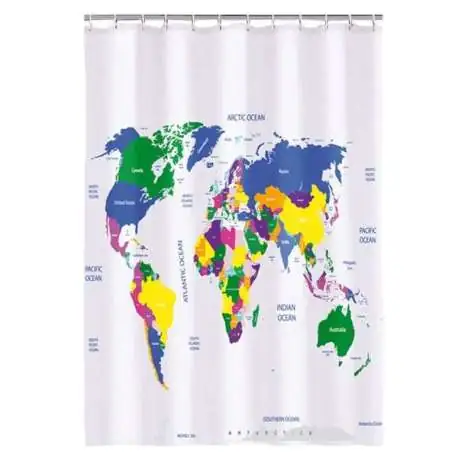 Rideau de Douche planisphère Carte du Monde