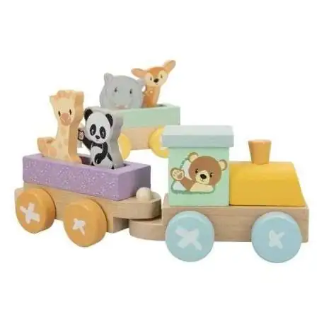 Train à assembler des animaux en bois jeu montessori