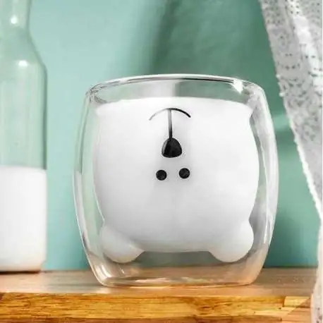 Verre transparent à double paroi ours tasse mug original - Totalcadeau