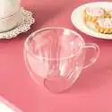 Mug à double paroi coeur Grande tasse en verre thermique
