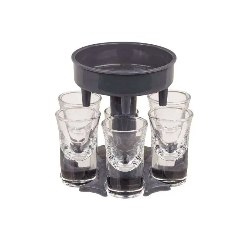 6 Shot verre distributeur support transporteur fête cadeaux jeux à boire  verres à liqueur obtenir Caddy liqueur distributeur Bar accessoires - Type  6pcs Glass cup