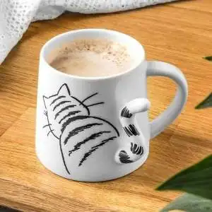 Mug chat à queue 3D en relief Tasse animal