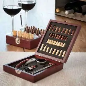 Coffret échiquier et oenologie - Jeux d'echecs et accessoires de vin