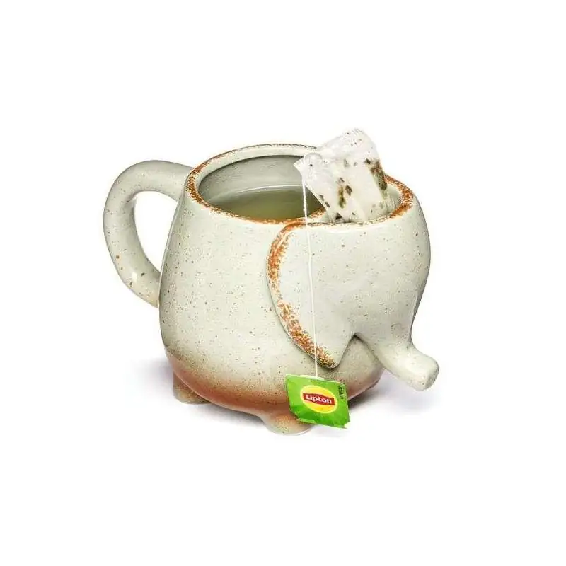 Mug éléphant avec porte sachet à thé en porcelaine 500 ml - Totalcadeau