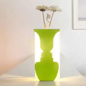 2 en 1 Lampe décorative en forme de deux visages et vase pour fleur