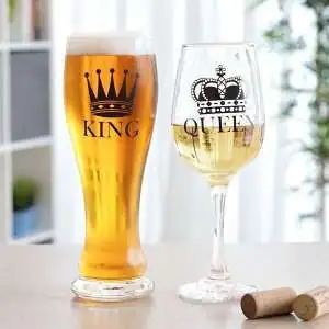 Duo de verres King et queen - Verre à bière et verre à vin