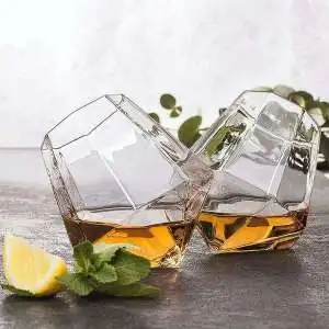 2 Verres à whisky en forme de diamant 350ml Verre alcool