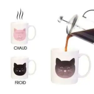 Mug Thermoreactif Chat Tasse cafe sensible a la chaleur thermo-reactif