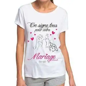 T-Shirt a dédicacer Mariage On Signe Tous avec feutre