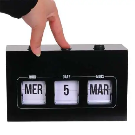 Calendrier perpétuel vintage à 3 boutons flip flap rétro Objet Deco