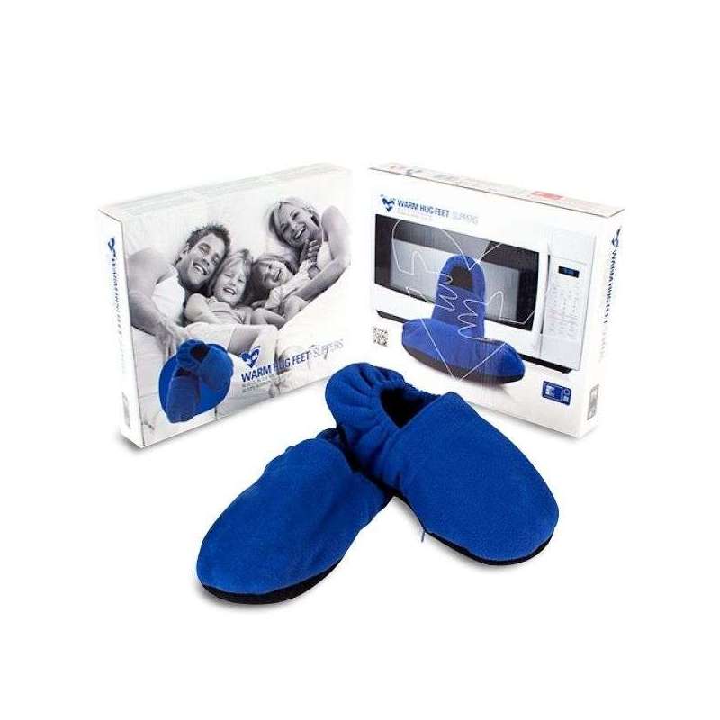 Pantoufles, chaussons chauffants micro-ondes bleus - bouillotte micro ondes