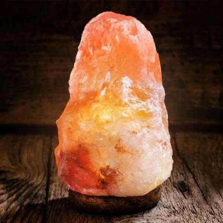 HemingWeigh - Lampe en sel de roche naturel de l'Himalaya avec socle en  bois/câble d'alimentation/ampoule (2,72 à 3,17 kg)